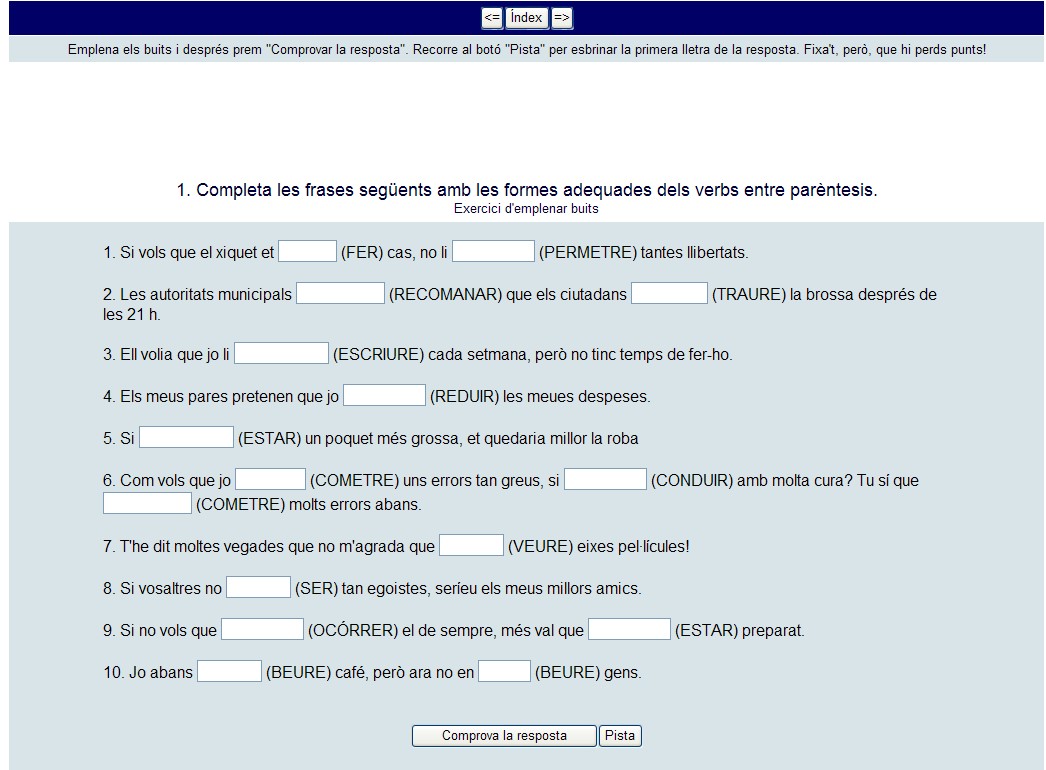 Exercicis de morfologia verbal | Recurso educativo 35088