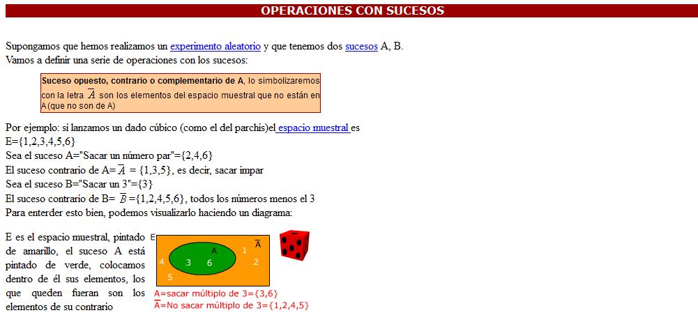 Operaciones con sucesos | Recurso educativo 37597