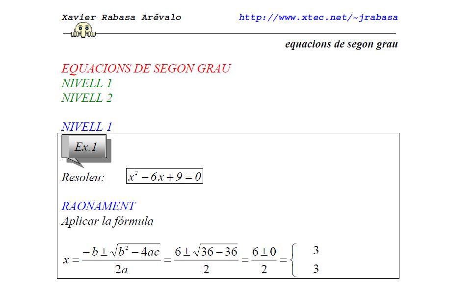 Equacions de segon grau | Recurso educativo 37631